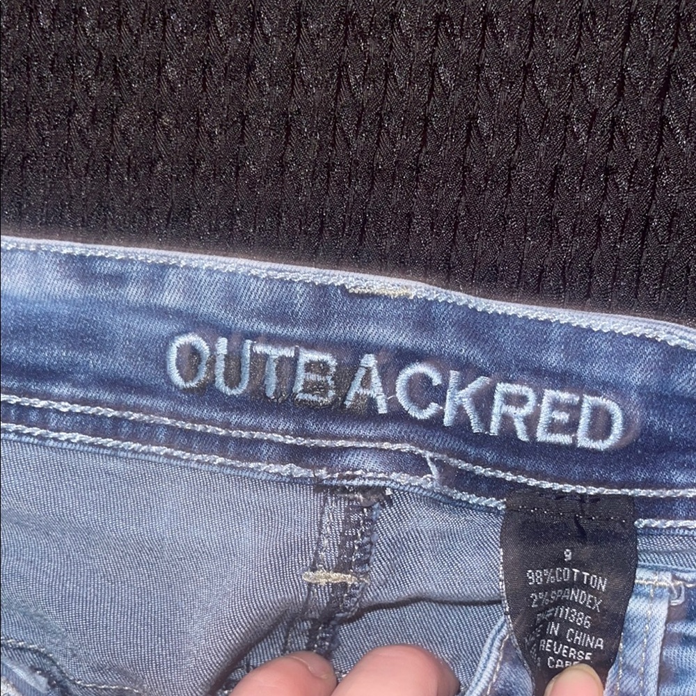 Outback Red Blue Jean Shorts Distressed Cuffed Design - Picture 7 of 7
